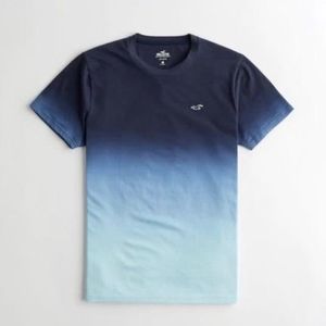 NEW Hollister Blue Color Fade Ombre Dip Dye Tshirt Short Sleeve